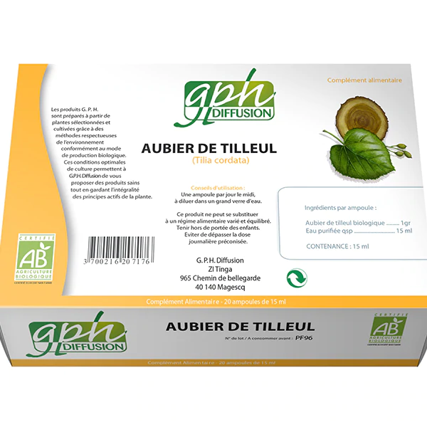 GPH DIFFUSION AUBIER DE TILLEUL BIO 15 ML 20 AMPOULES